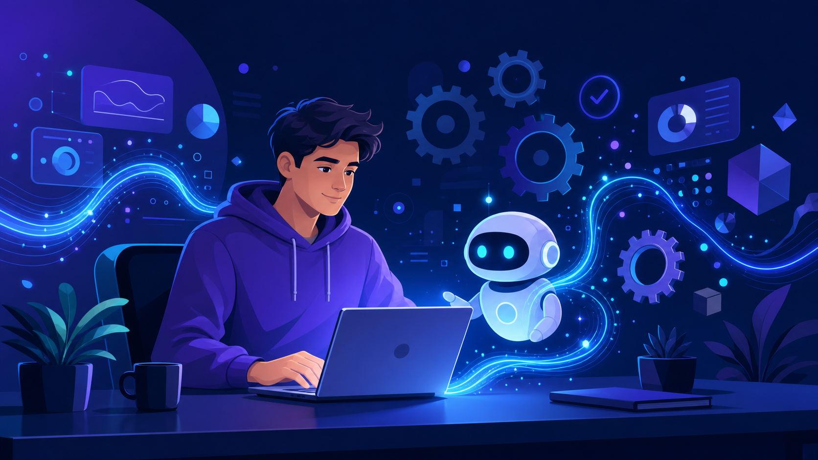 示意圖：AI 自動完成表單與重複操作的自動化流程